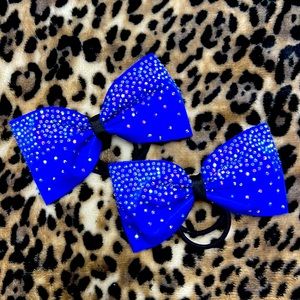 Custom design 6” royal blue rhinestone cheer bow